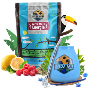 Mate Tee Set Rio Parana Energia 500g Kalebasse + Bombilla