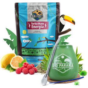 Mate Tee Set Rio Parana Energia 500g Kalebasse + Bombilla