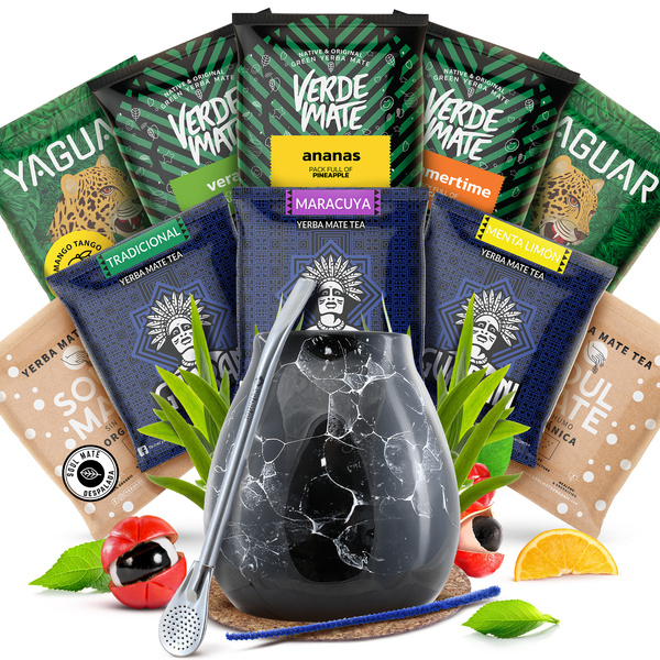 Mate Tee Starter Set Kalebasse Bombilla 10x50g