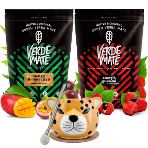 Verde Mate Tee Set Keramik Kalebasse Yaguar Gatito Bombilla