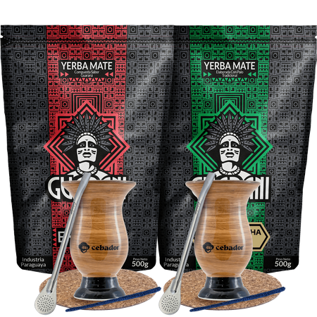 Yerba Mate Set für zwei Personen Bombilla Matero 1000g