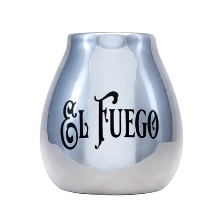 Keramischer Mate Becher mit dem Logo  El Fuego (silber) 350 ml