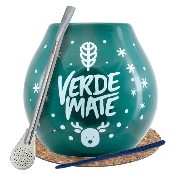 Mate Tee Winter-Set Verde Mate Kalebasse + Bombilla