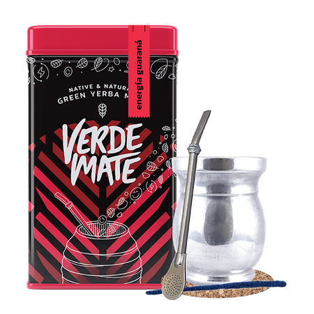 Set Yerbera Verde Mate Energia Guarana 0.5kg Palo Santo