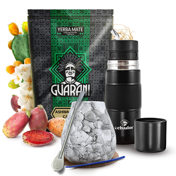 Mate Tee Set Guarani Ashwagandha 500g 0,5kg Yerbomos + Kalebasse + Bombilla