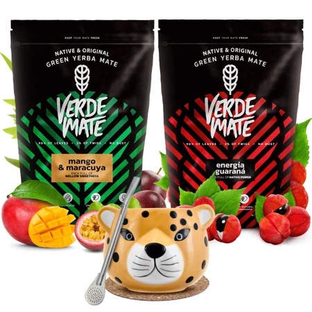 Verde Mate Tee Set Keramik Kalebasse Yaguar Gatito Bombilla