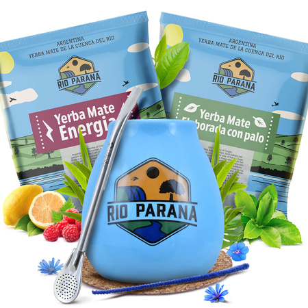 Mate Tee Rio Parana Set 2x50g Kalebasse + Bombilla