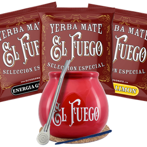 Yerba Mate El Fuego Calabash Bombilla Starter-Set