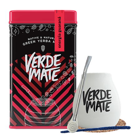 Set Yerbera Verde Mate Energia Guarana 0.5kg 