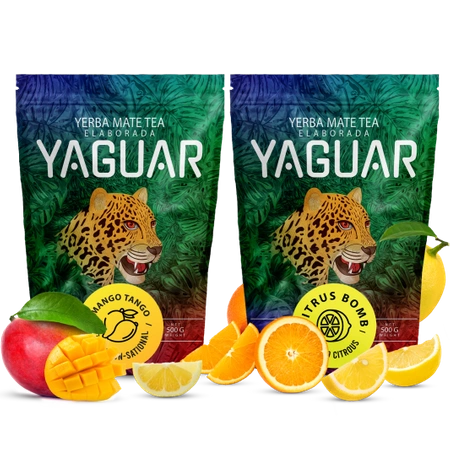 Yerba Mate Yaguar fruchtig Citrus Mango 2x500g 1kg