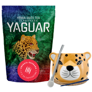 Set Yerba Mate Yaguar Energy Kalebasse Gatito 500g