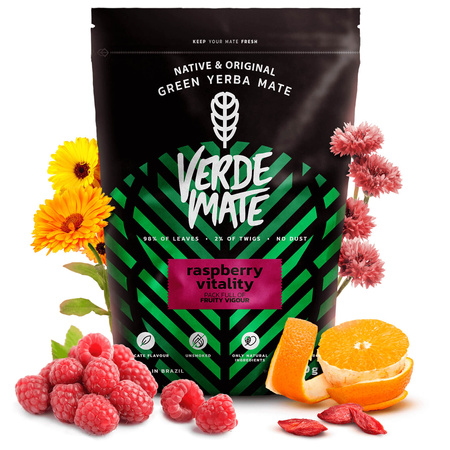 Mate Tee Set Verde Mate Raspberry 500g Kalebasse + Bombilla